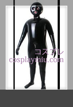 Black Full Body Covered Inflatable Latex Costume with Open Eyes and Mouth