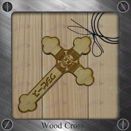 One Piece Accessories-Luffy Skull wooden cross necklace