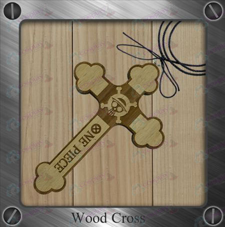 One Piece Accessories-skull wooden cross necklace