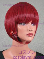 12" Dark Red Sloped Bob Cosplay Wig