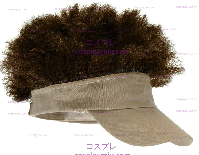 Adult Tan Visor with Brown Afro