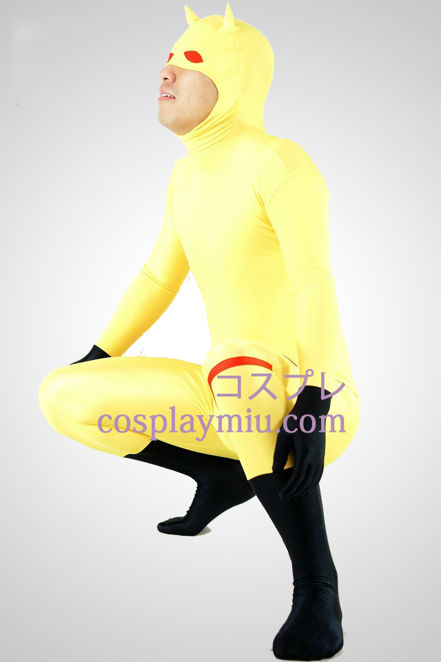 Yellow Lycra Spandex Unisex Animal Zentai Suit With Half Face Open