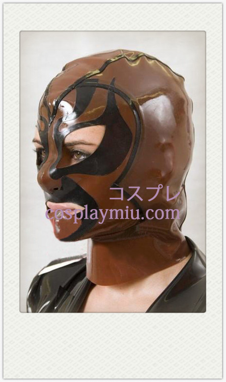 Brown Latex Demon Mask with Open Eyes and Mouth