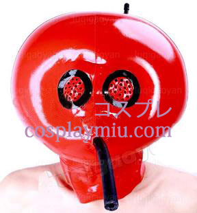 Red Inflatable Latex Mask with Mesh and Air Tube