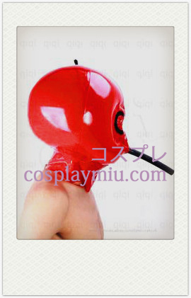 Red Inflatable Latex Mask with Mesh and Air Tube
