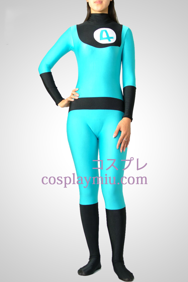 Blue And Black Lycra Spandex Catsuit