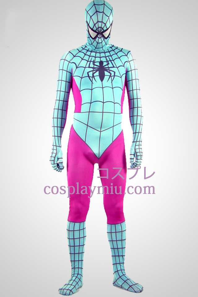 Light Green And Pink Lycra Spandex Spiderman Zentai Suit