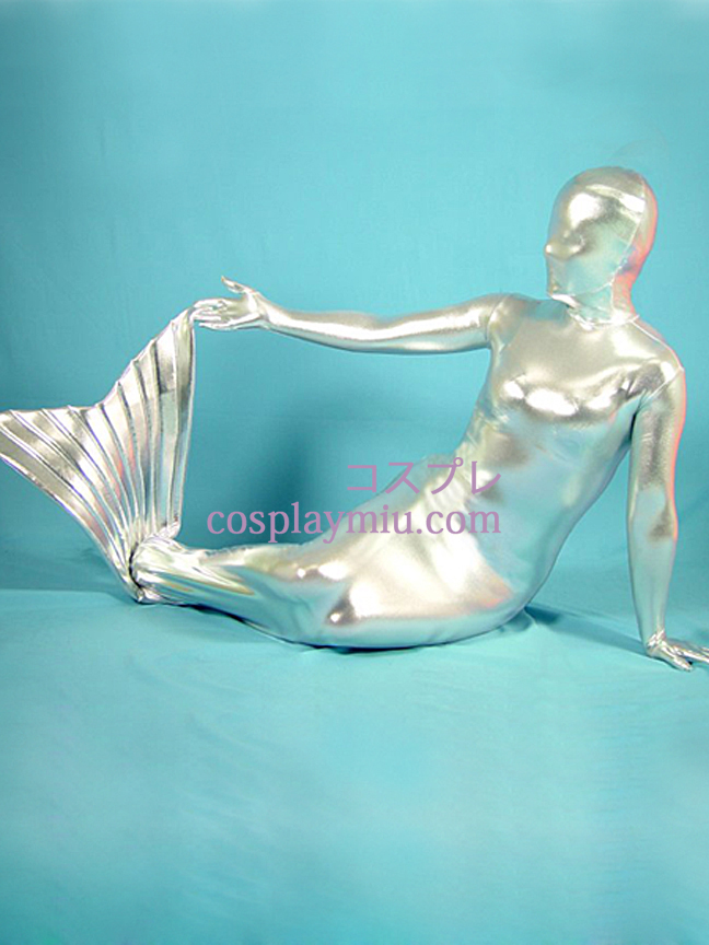 Silver Shiny Metallic Mermaid Zentai Suit
