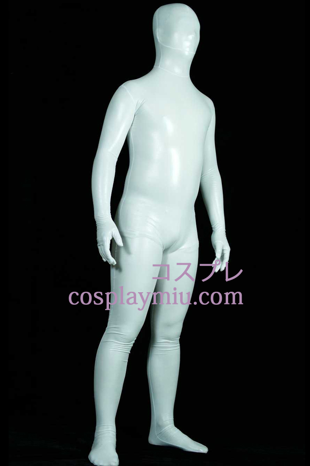 White Shiny Metallic Full-Body Zentai Suit