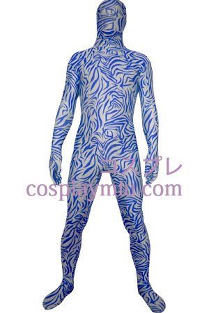 Blue White zentai Digital Lycra Zentai Suit