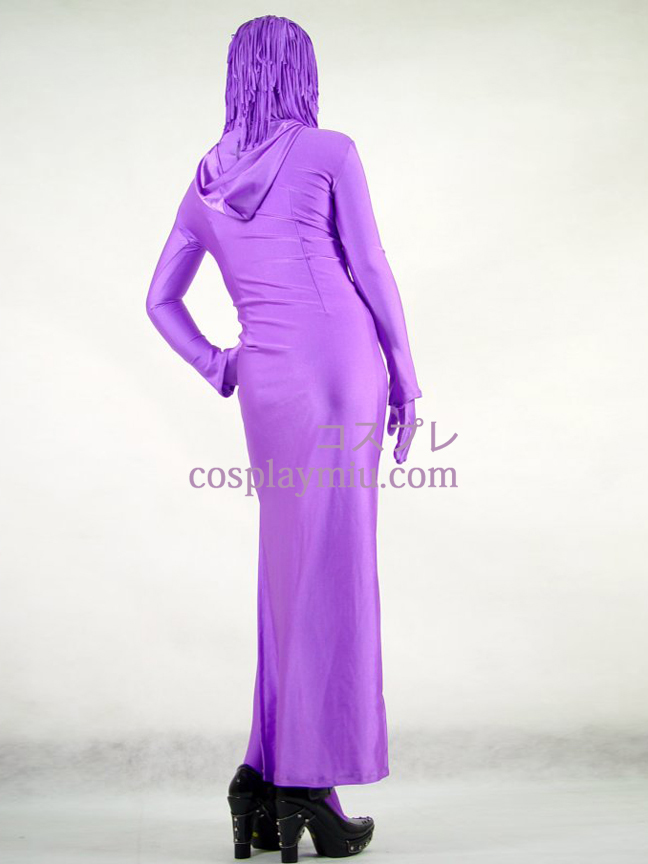 Purple Lycra Spandex Female Zentai With Skirt Style